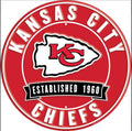 Kansas City Chiefs 12” Round Embossed Aluminum Sign.An NFL Licensed Product.