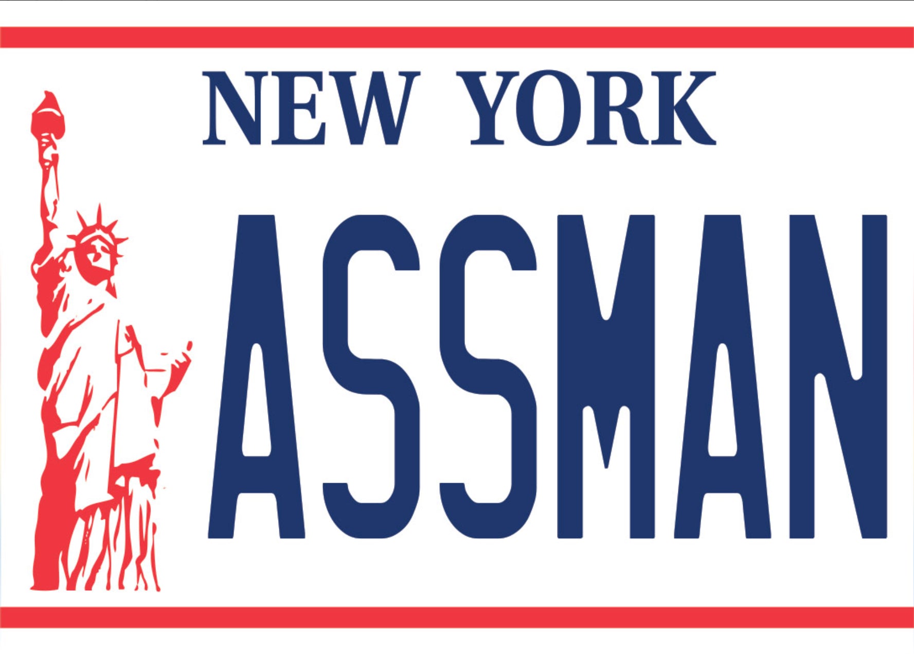 AssMan 12"x6" Embossed Aluminum License Plate Seinfeld Inspired