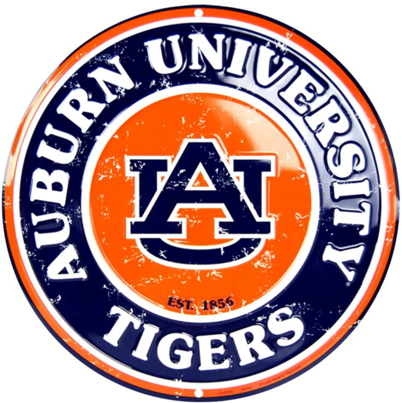 Auburn University Tigers 12” Round Aluminum Sign. An Officially Licensed Product.