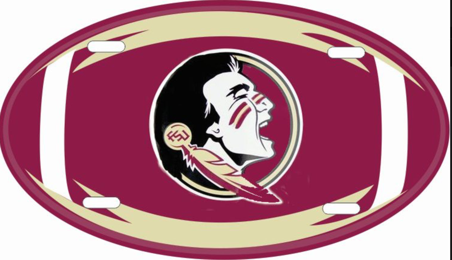 Florida State University Seminoles Aluminum Oval Football License Plate
