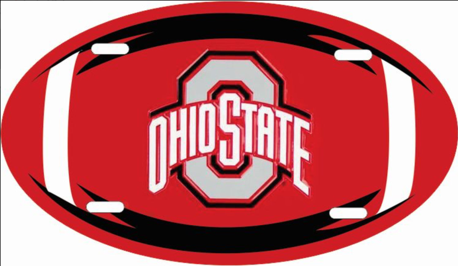 Ohio State University Buckeyes Aluminum Oval Football License Plate