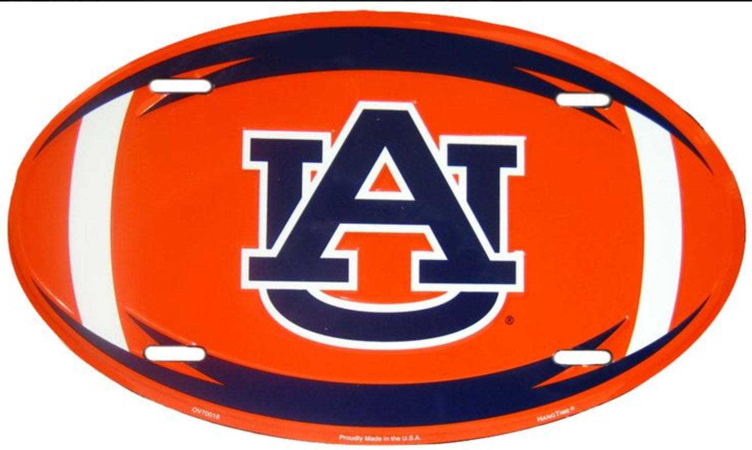 Auburn University Tigers Aluminum Oval Football License Plate