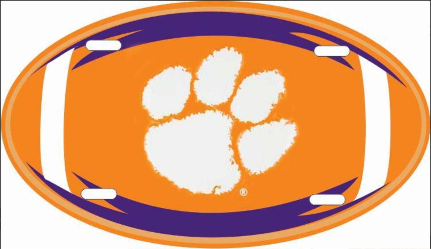Clemson University Tigers Aluminum Oval Football License Plate