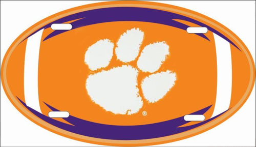 Clemson University Tigers Aluminum Oval Football License Plate
