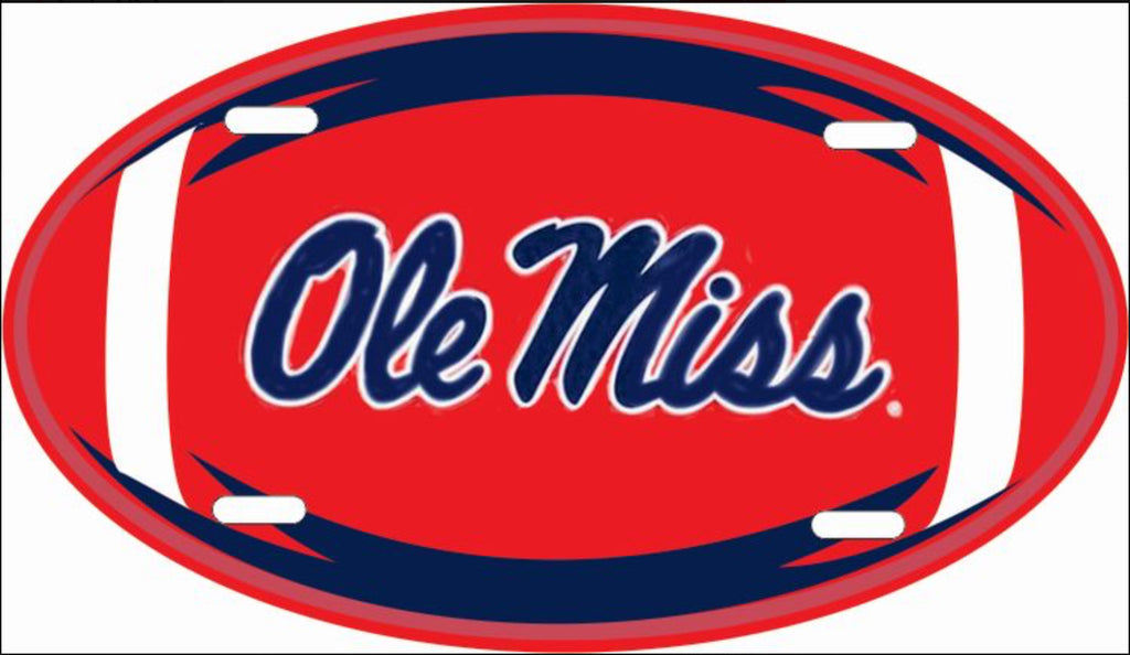 Ole Miss Rebels Aluminum Oval Football License Plate