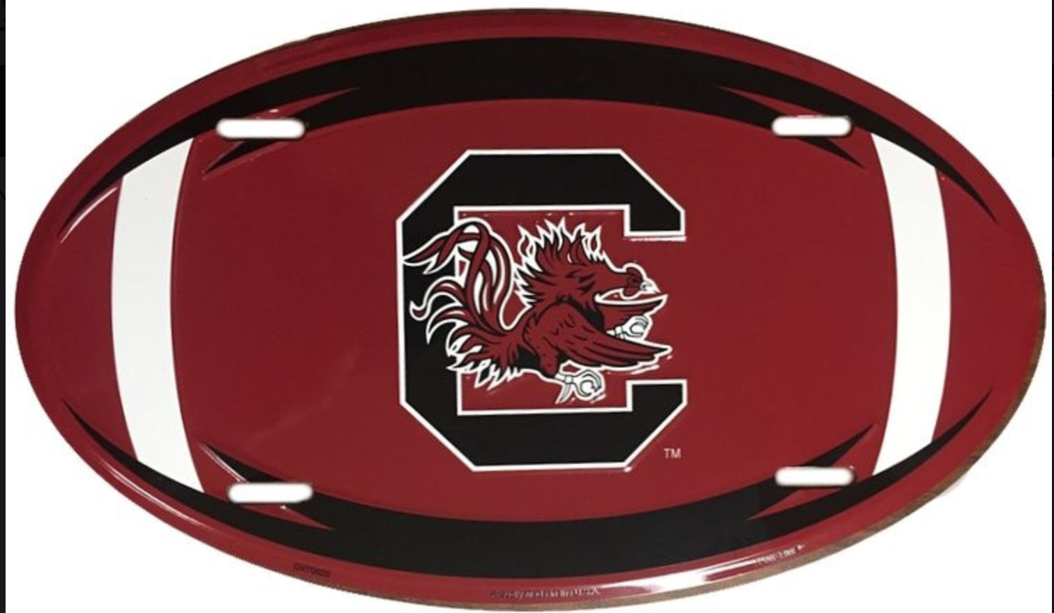 University of South Carolina Gamecocks Aluminum Oval Football License Plate