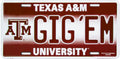 Texas A&M University Aggies 12”x6” Embossed Aluminum License Plate