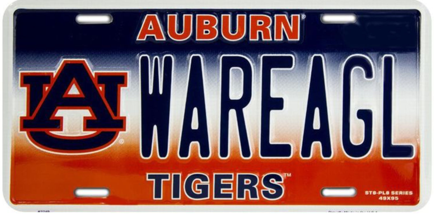 Auburn University Tigers 12”x6” Embossed Aluminum License Plate