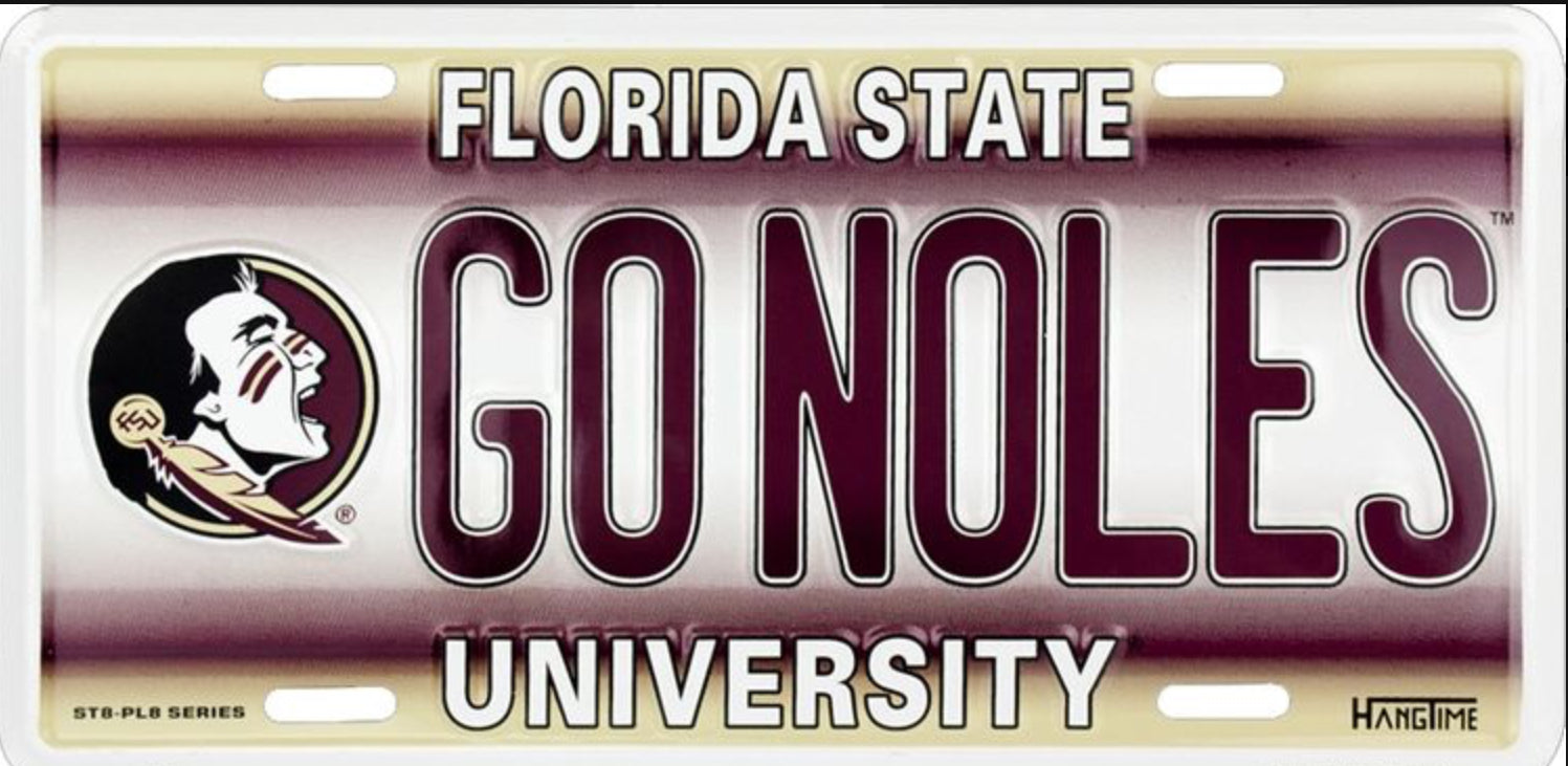 Florida State University Seminoles 12”x6” Embossed Aluminum License Plate