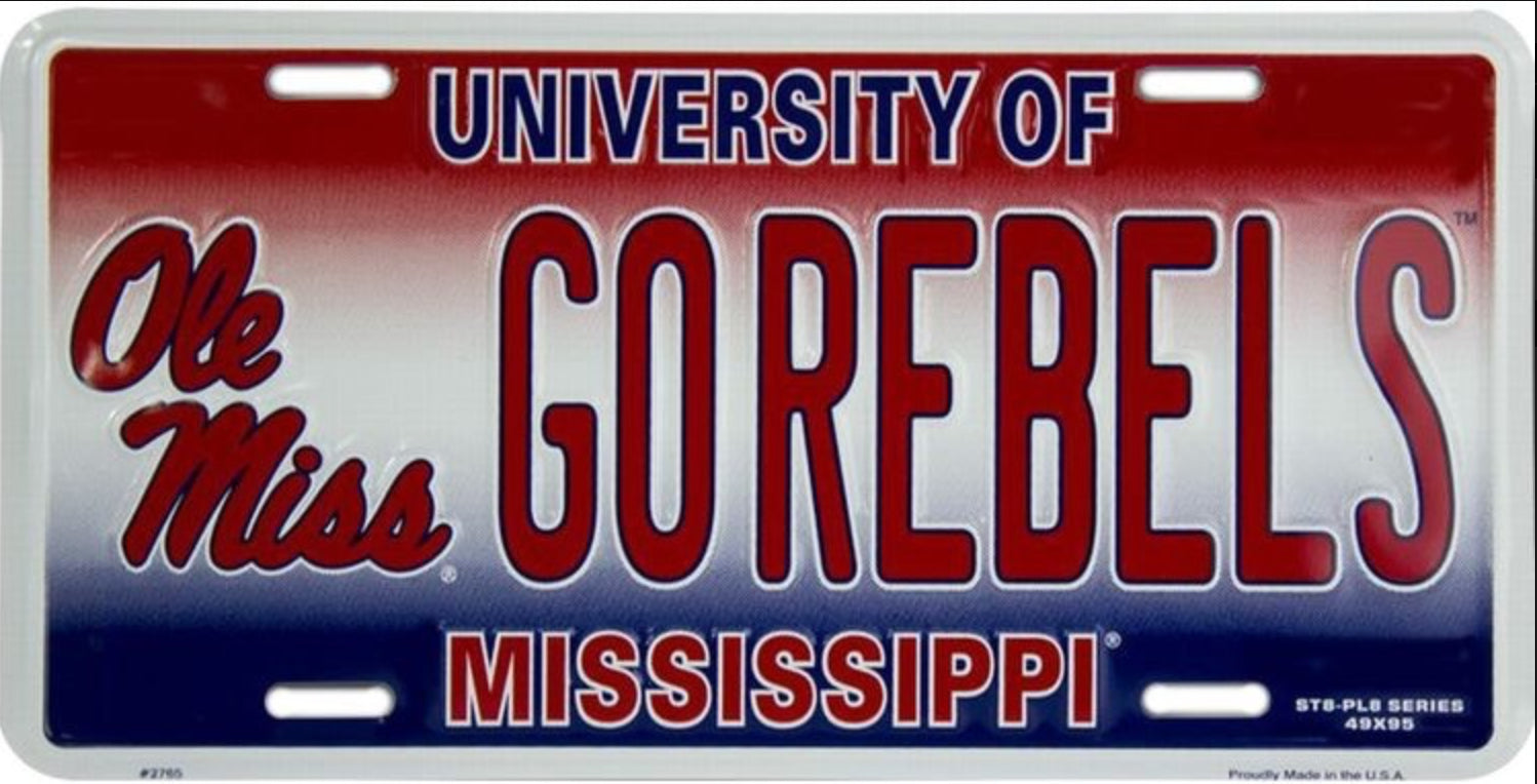 Ole Miss Rebels 12”x6” Embossed Aluminum License Plate