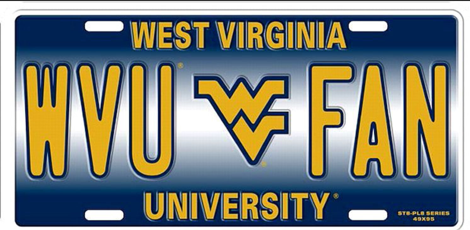 West Virginia University Mountaineers 12”x6” Embossed Aluminum License