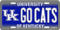 University of Kentucky Wildcats 12”x6” Embossed Aluminum License Plate