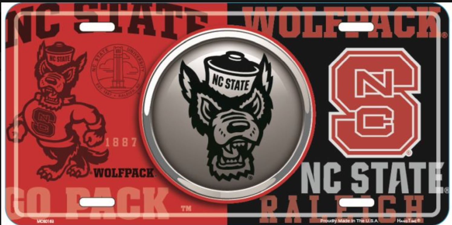 North Carolina State University Wolfpack 12”x6” Embossed Aluminum Bullseye License Plate