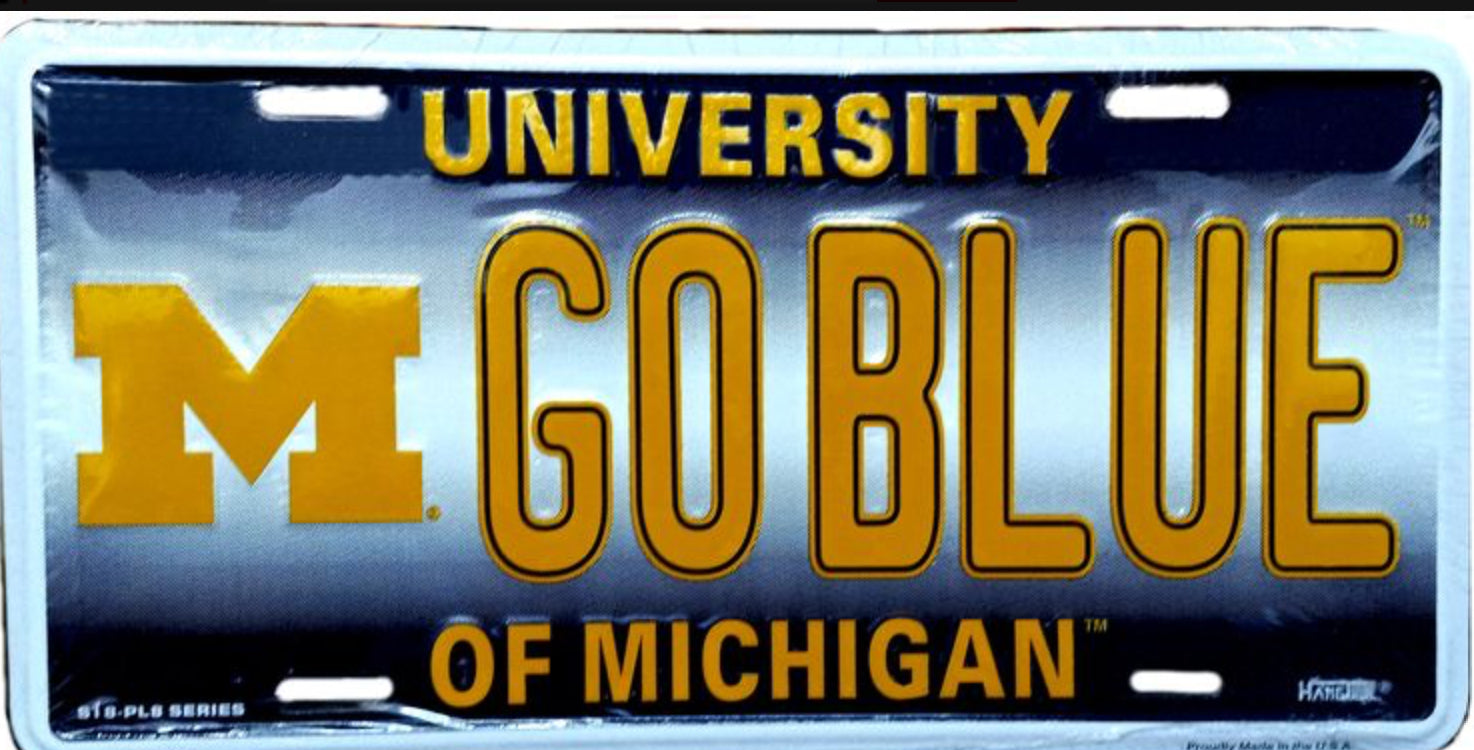 University of Michigan Wolverines 12”x6” Embossed Aluminum License Plate