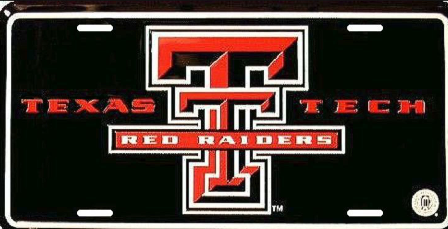 Texas Tech Red Raiders 12”x6” Embossed Aluminum License Plate