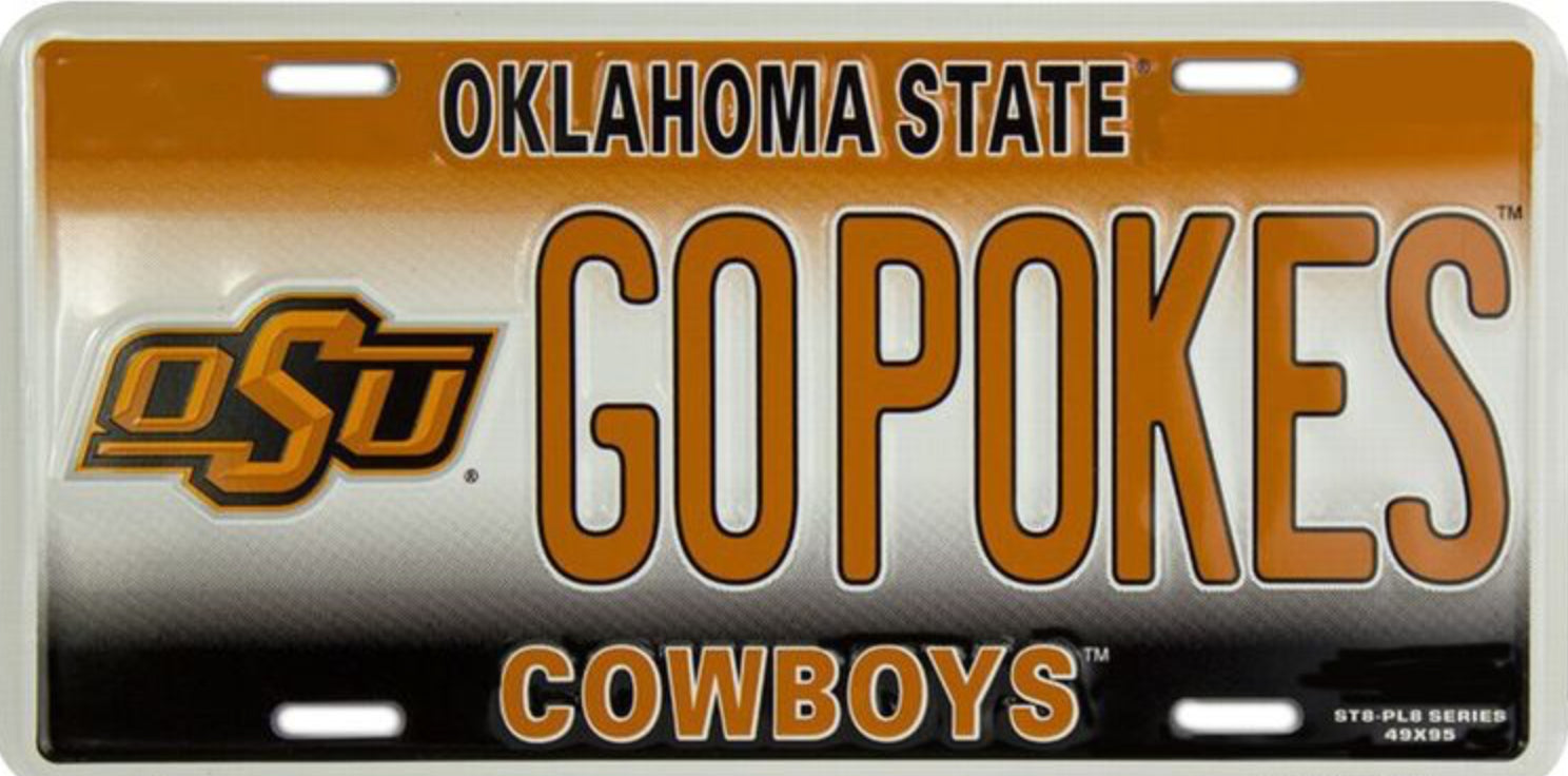 Oklahoma State University Cowboys 12”x6” Embossed Aluminum License Plate