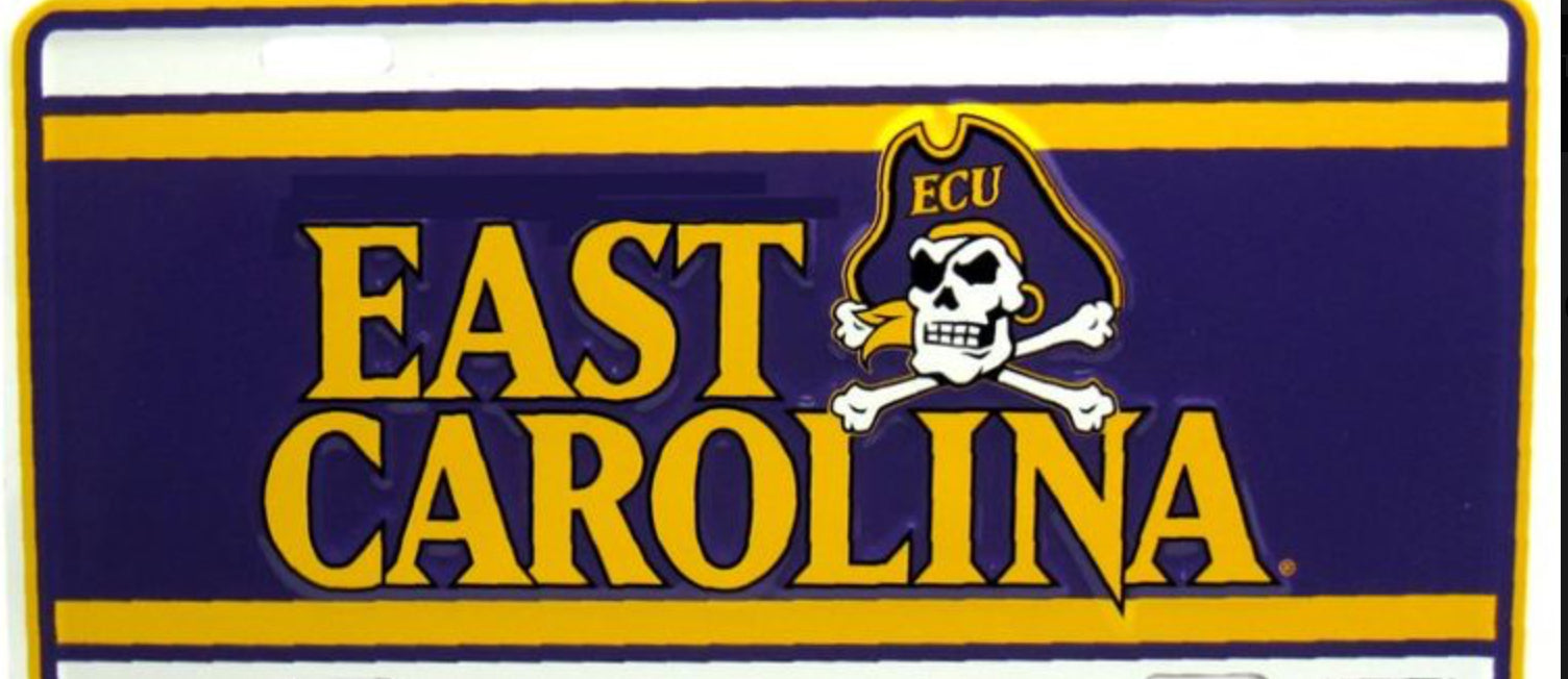 East Carolina Pirates 12”x6” Embossed Aluminum License Plate