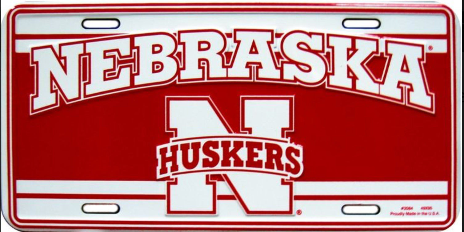 University of Nebraska Cornhuskers 12”x6” Embossed Aluminum License Plate