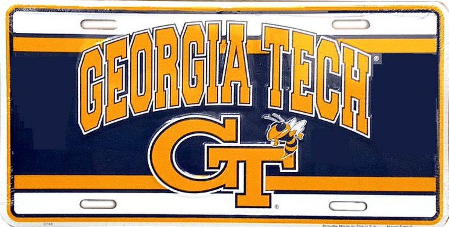 Georgia Tech Yellow Jackets 12”x6” Embossed Aluminum License Plate