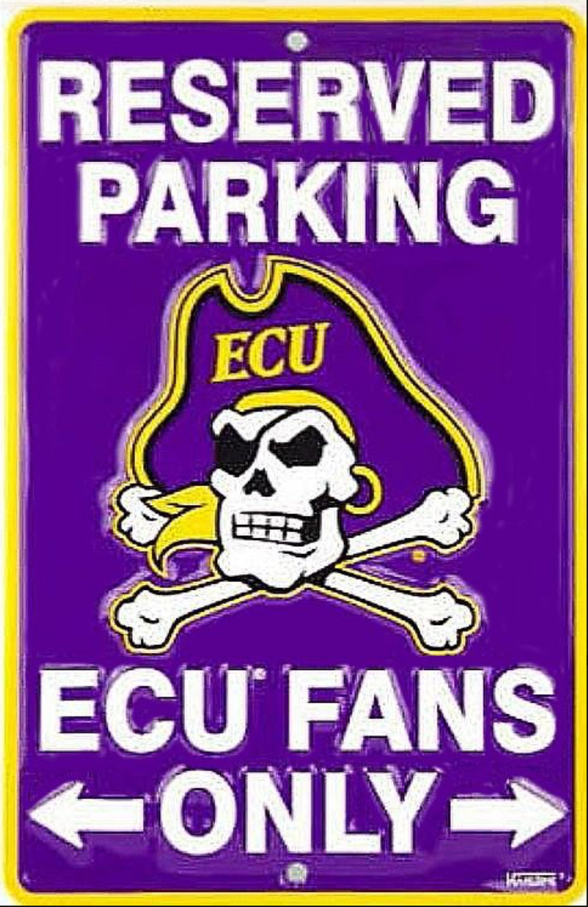 East Carolina University Pirates Reserved on a 12" x 8" Aluminum Sign. An Officially Licensed Product.