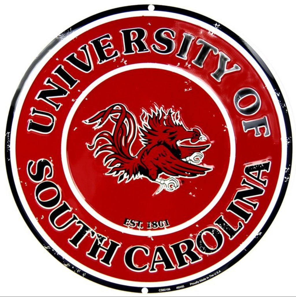 University of South Carolina Gamecocks 12” Round Aluminum Sign.An Officially Licensed Product.