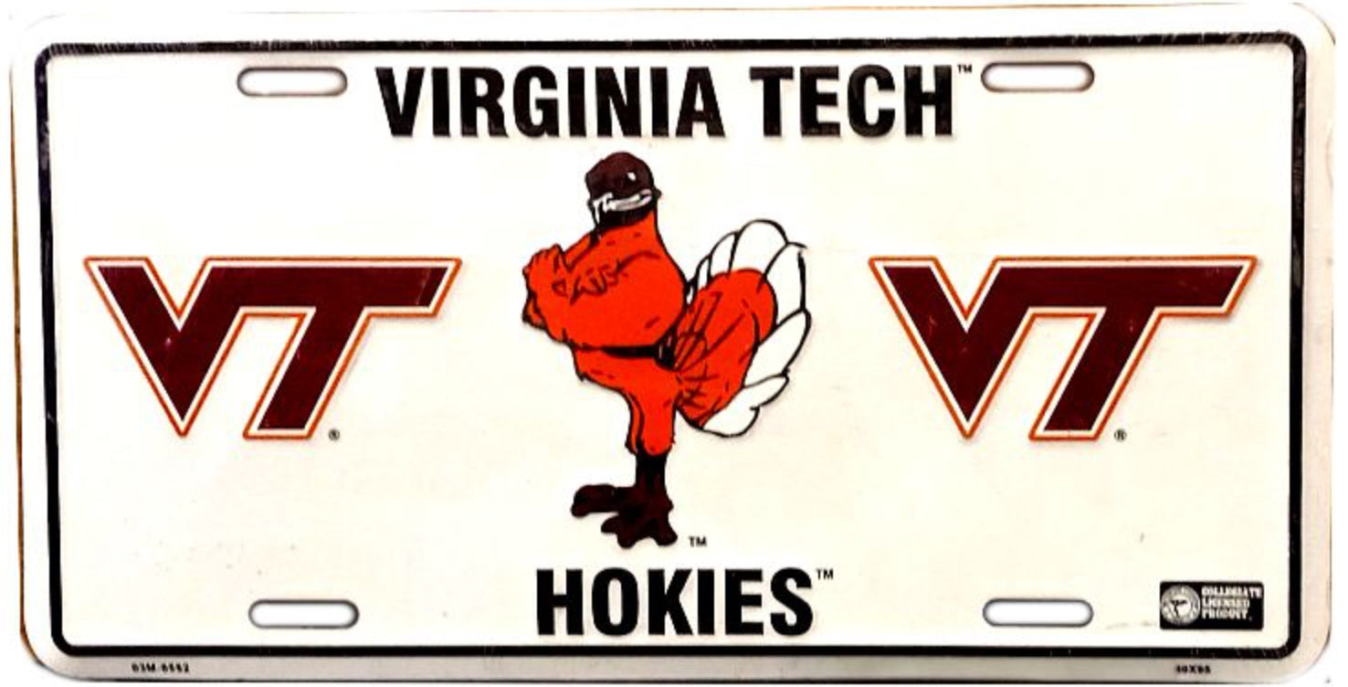 Virginia Tech Hokies 12”x6” Embossed Aluminum License Plate