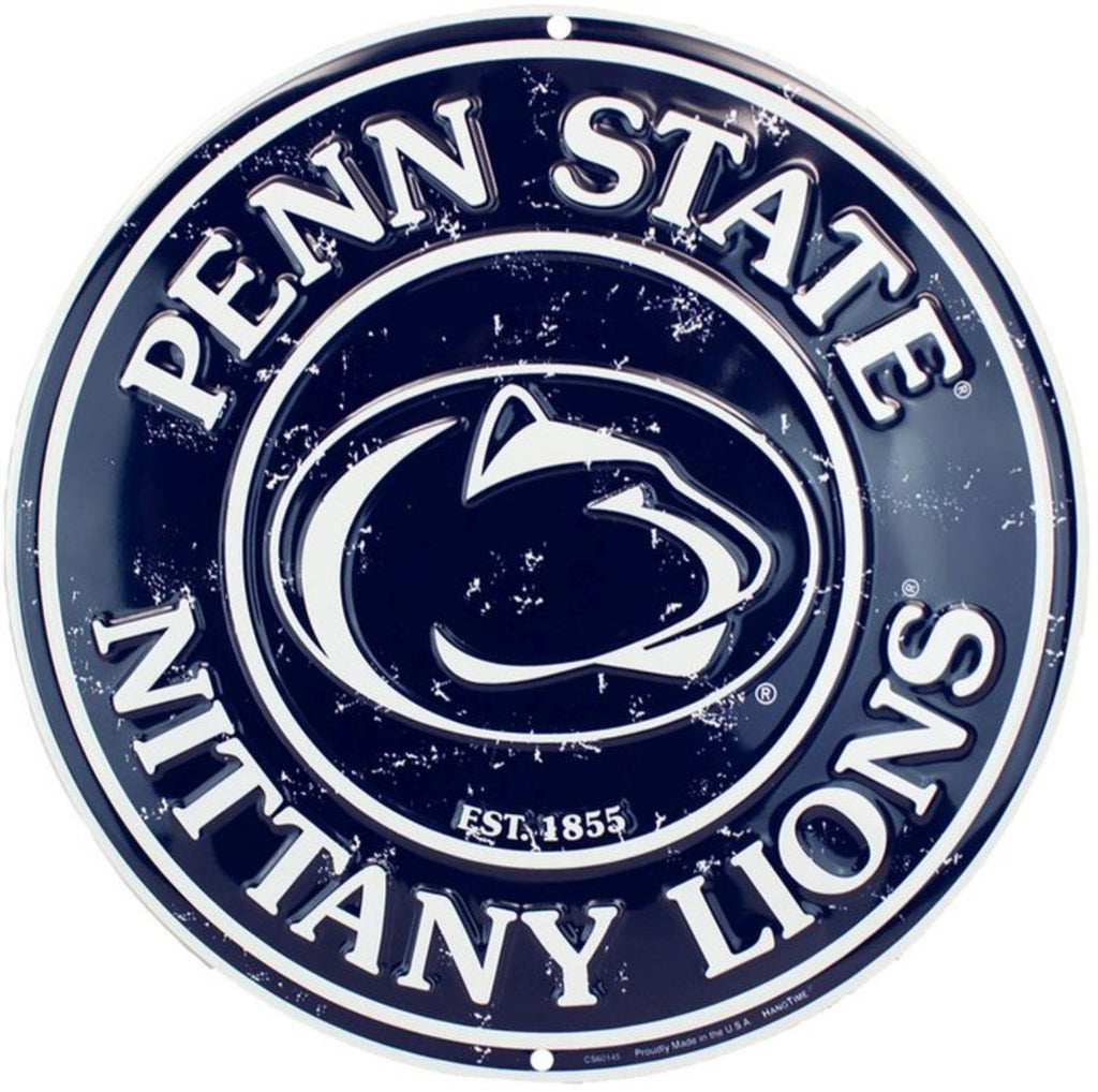 Penn State University Nittany Lions 12” Round Aluminum Sign.An Officially Licensed Product.