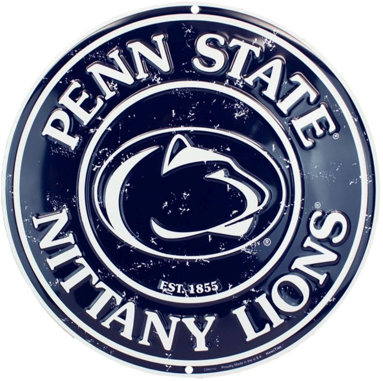 Penn State University Nittany Lions 12” Round Aluminum Sign.An Officially Licensed Product.