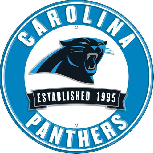 Carolina Panthers 12” Round Embossed Aluminum Sign.An NFL Licensed Product.