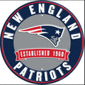 The New England Patriots 12” Round Embossed Aluminum Sign.An NFL Licensed Product.