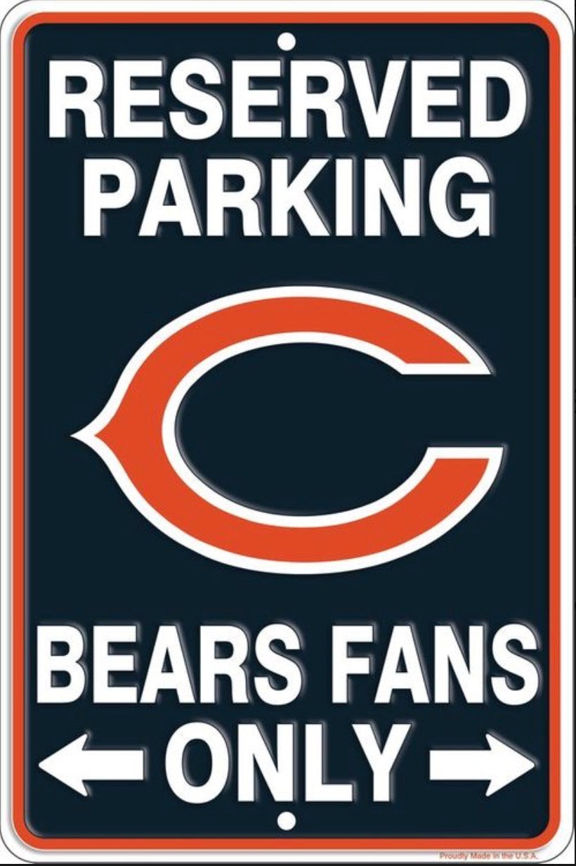 Chicago Bears Reserved Parking 12”x 8” Wall Sign.An Officially Licensed Product.
