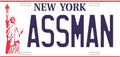 AssMan 12"x6" Embossed Aluminum License Plate Seinfeld Inspired