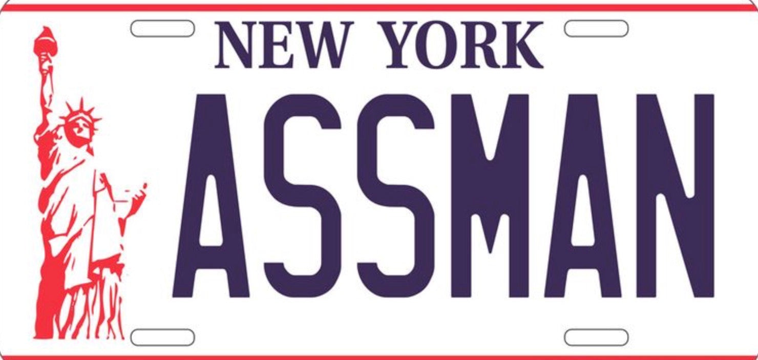 AssMan 12"x6" Embossed Aluminum License Plate Seinfeld Inspired