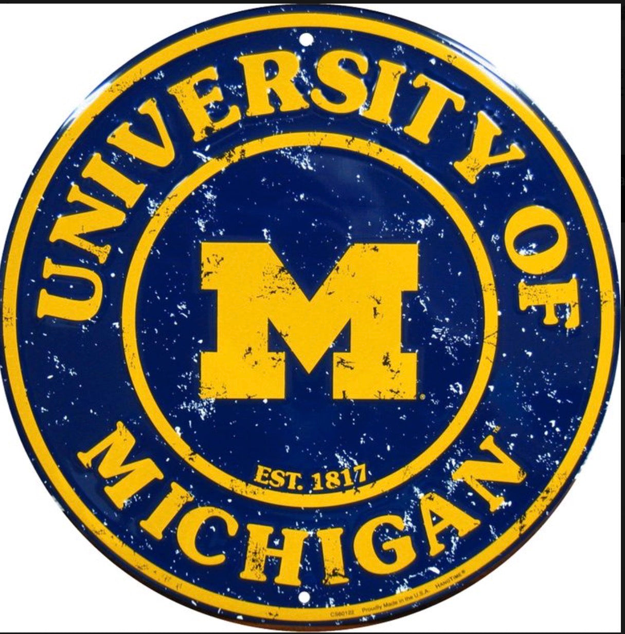 University of Michigan Wolverines 12” Round Aluminum Sign.An Officially Licensed Product.
