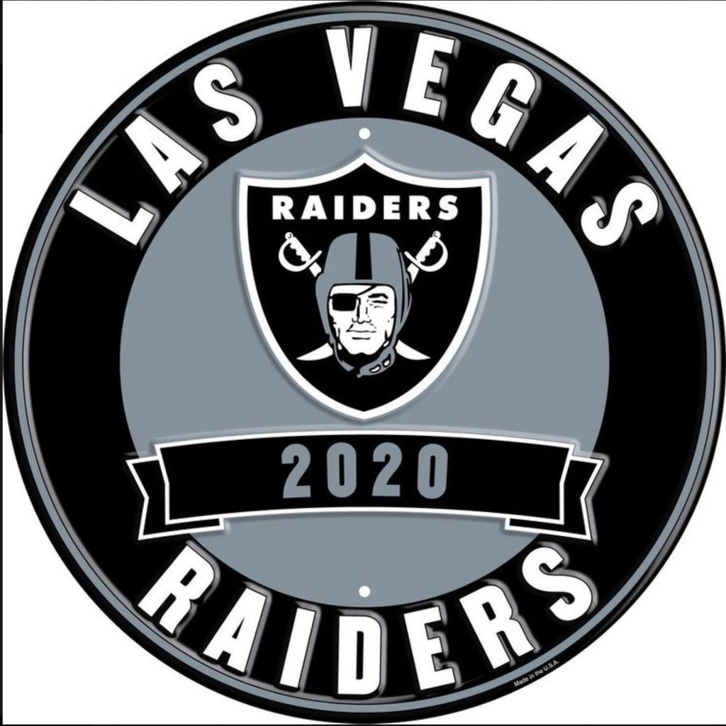 Las Vegas Raiders 12” Round Embossed Aluminum Sign.An NFL Licensed Product.