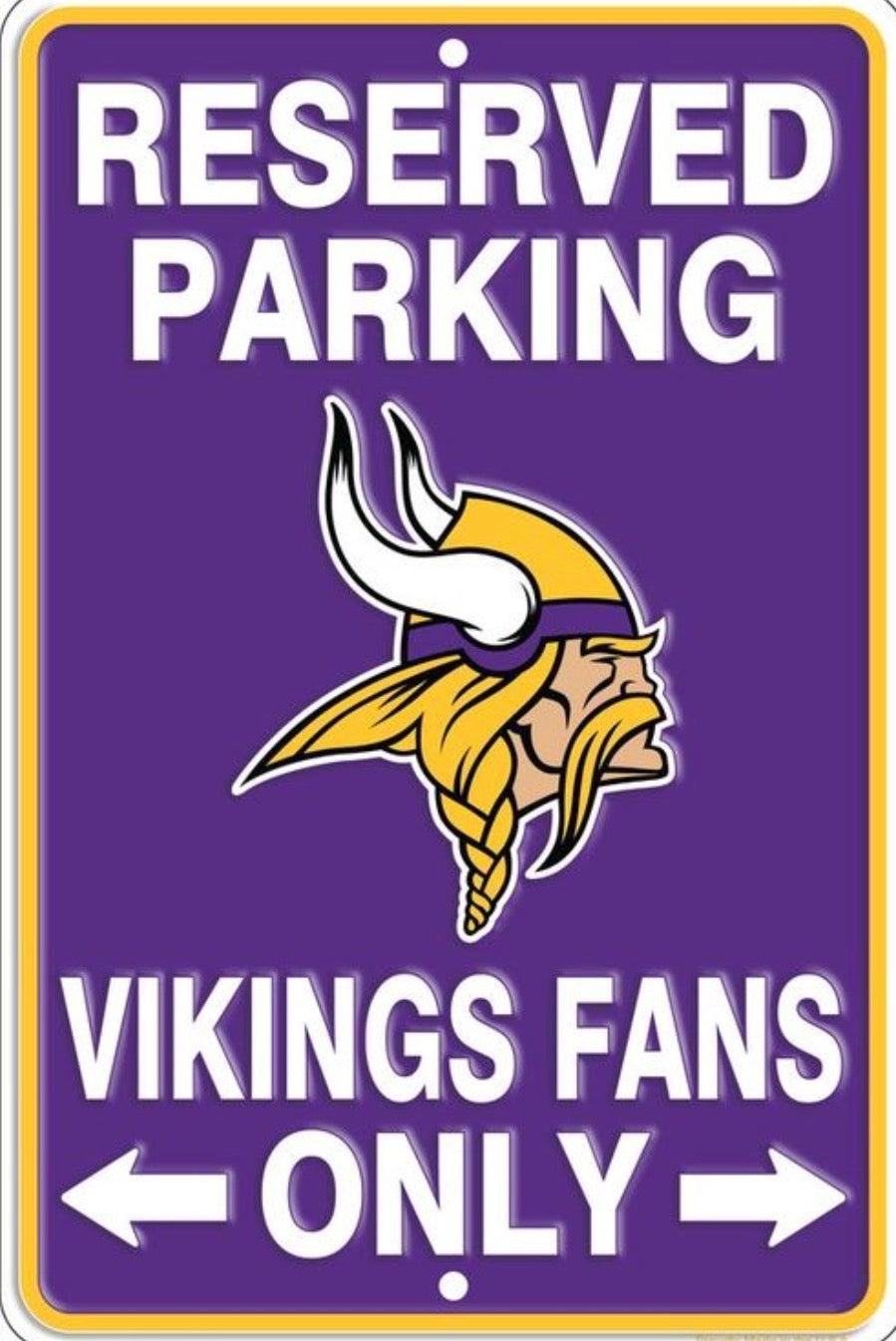 Minnesota Vikings Reserved Parking 12”x 8” Wall Sign.An Officially Licensed Product.