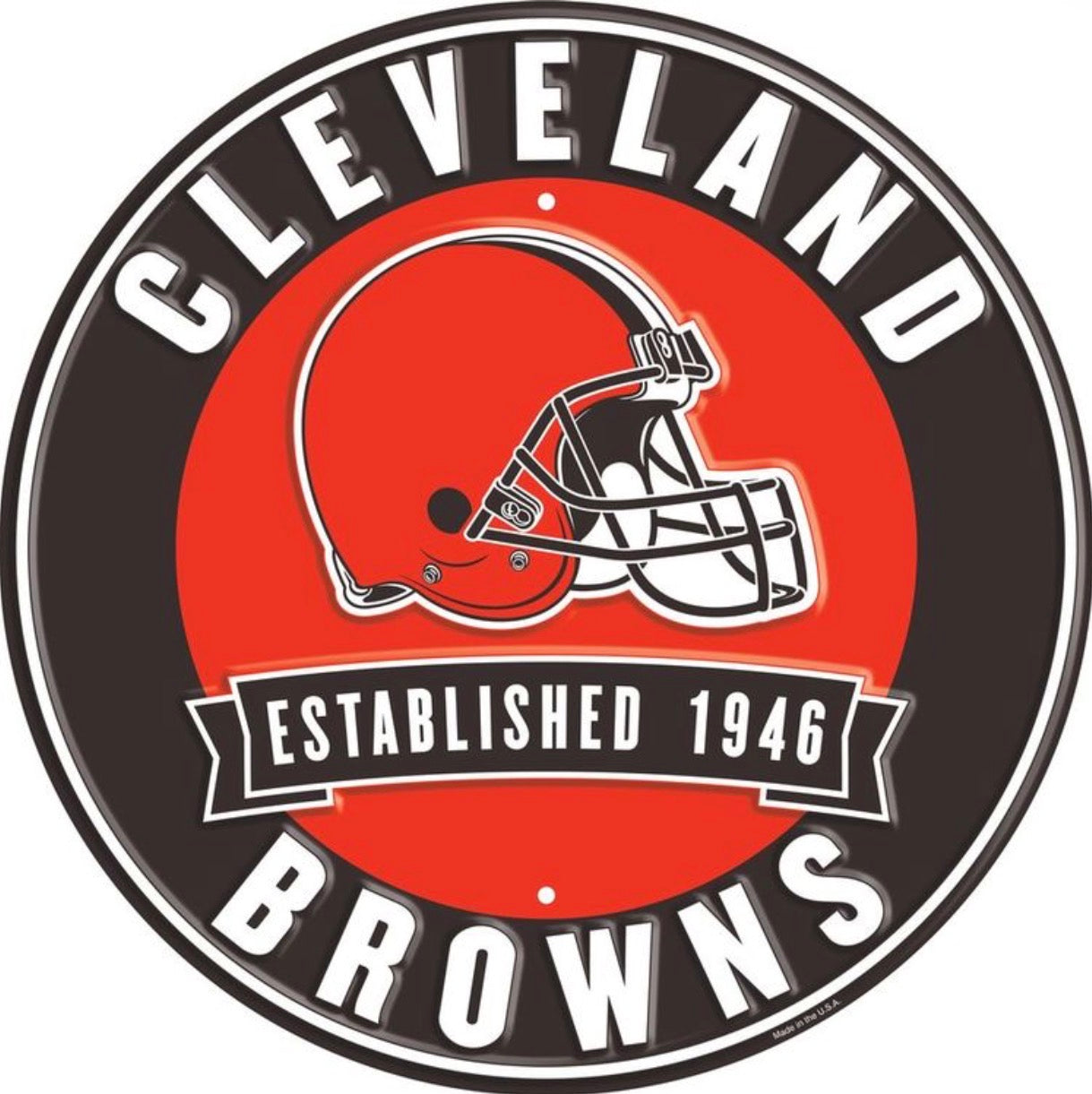Cleveland Browns 12” Round Embossed Aluminum Sign.An NFL Licensed Product.