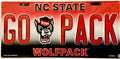 North Carolina State University Wolfpack 12”x6” Embossed Aluminum License Plate