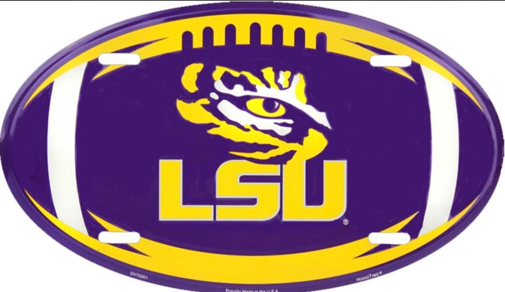 Louisiana State University Tigers Aluminum Oval Football License Plate