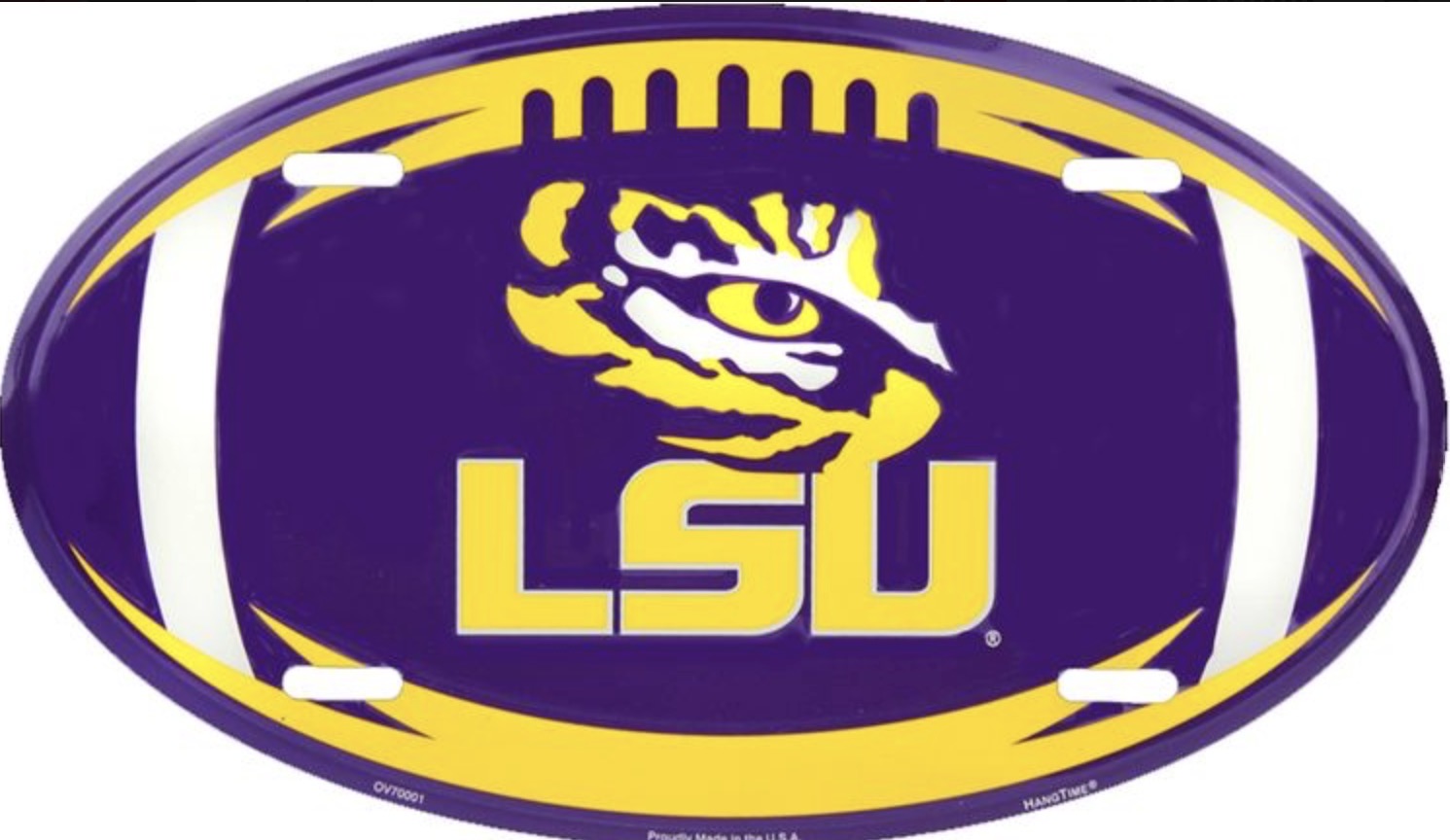 Louisiana State University Tigers Aluminum Oval Football License Plate