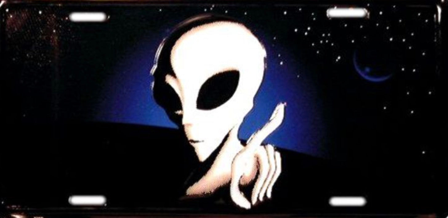 The Alien 12"x6" Embossed Aluminum License Plate