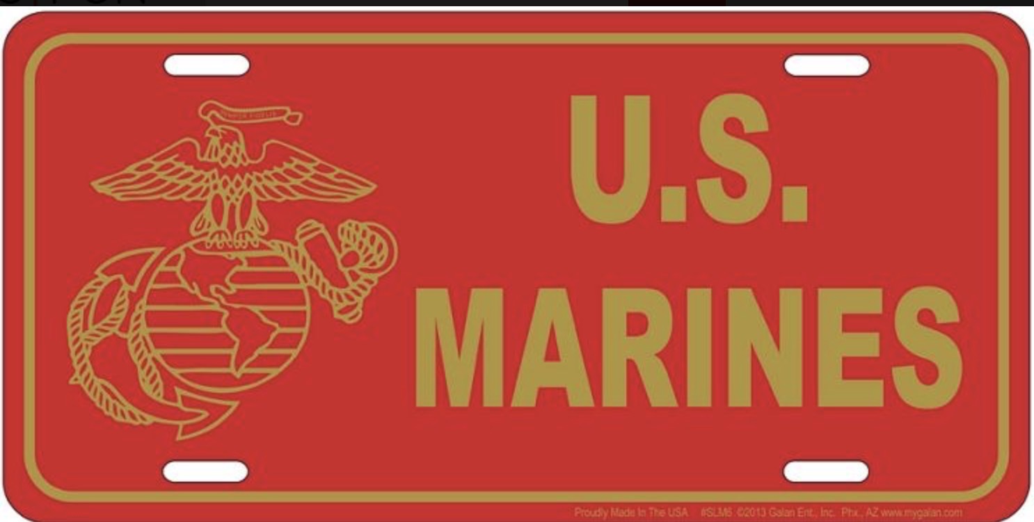 United States Marines 12"x6" Embossed Aluminum License Plate