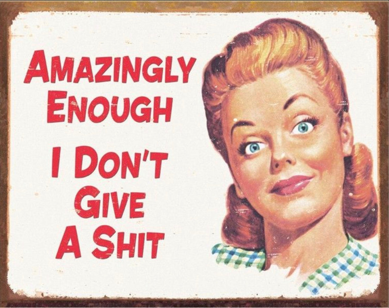 Amazingly Enough I Don't Give A Sh** Novelty Aluminum Sign 12.5" x 16"