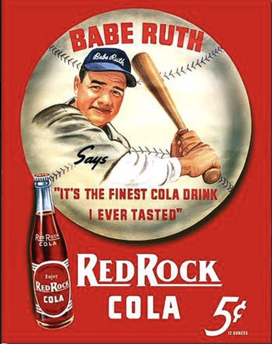 Babe Ruth Red Rock Cola Aluminum Sign 12.5" x 16"