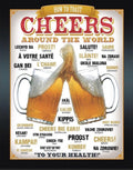 Cheers Around The World Aluminum Sign 12.5" x 16"