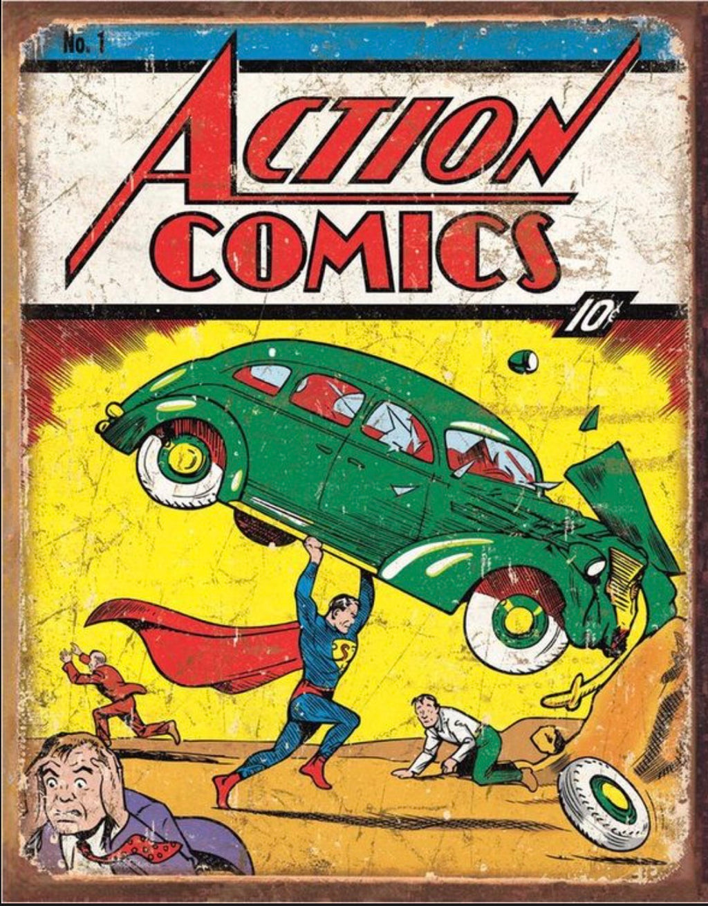 Superman Action Comics Aluminum Sign 12.5" x 16"