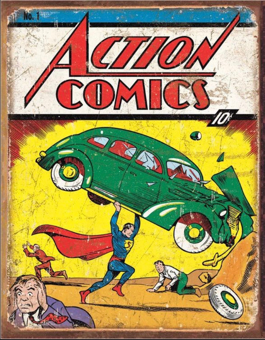 Superman Action Comics Aluminum Sign 12.5" x 16"