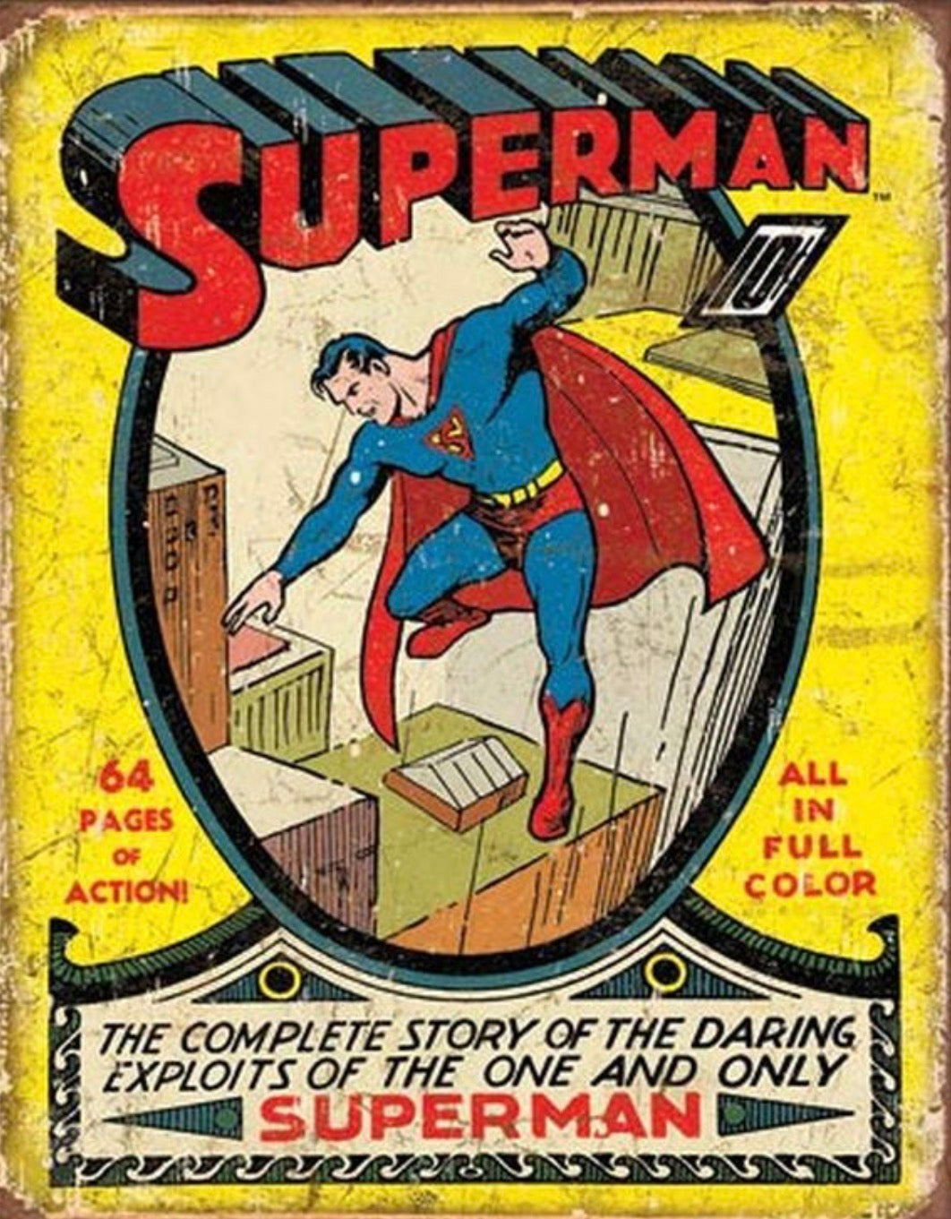 Superman No.1 DC Comics Aluminum Sign 12.5" x 16"