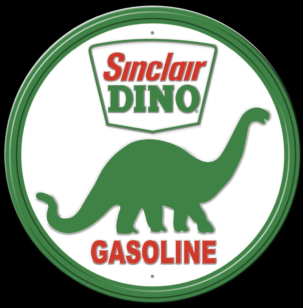 Sinclair Dino Gasoline Aluminum Round 11.75” Diameter