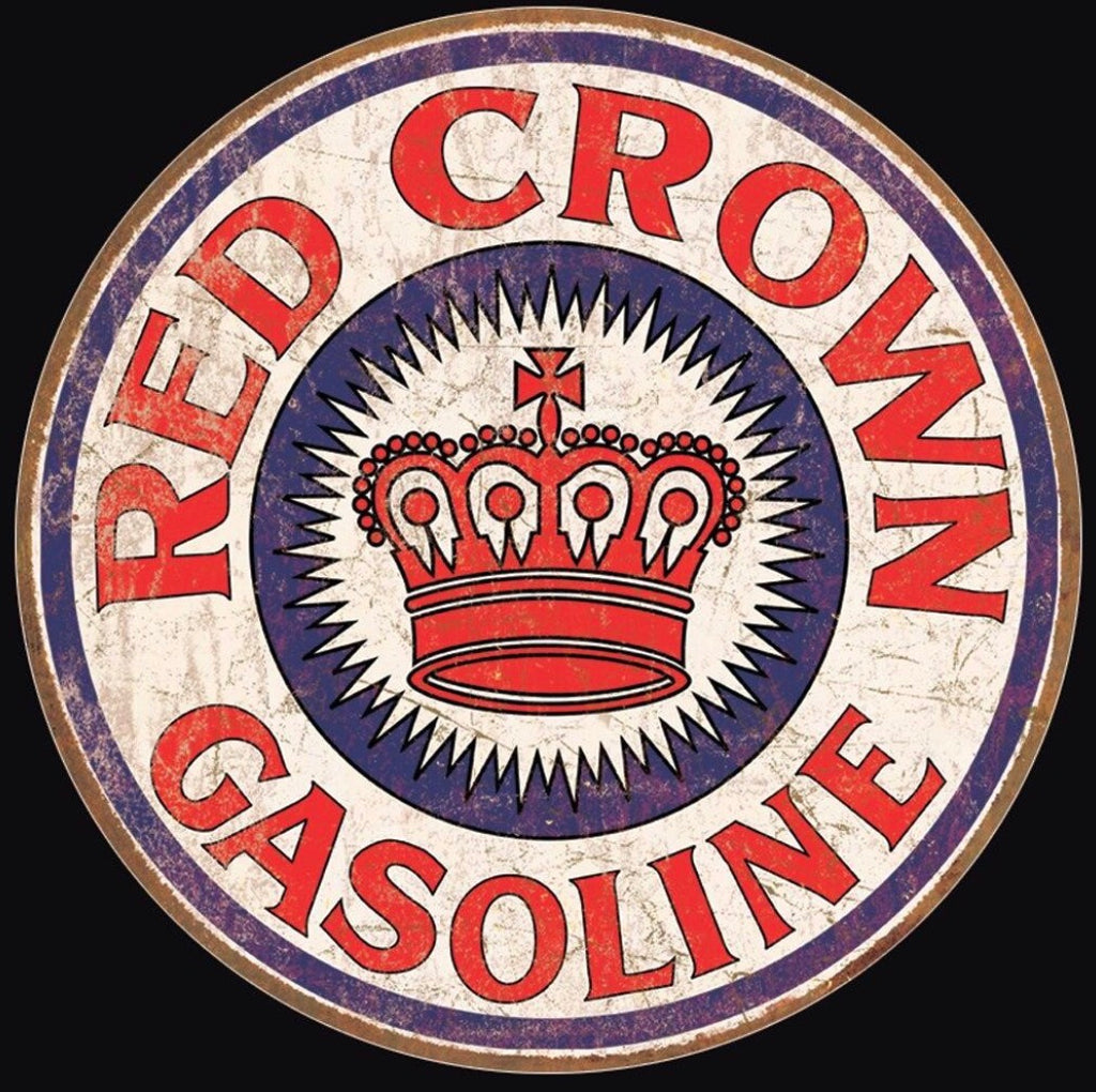 Red Crown Gasoline Aluminum Round 11.75” Diameter Sign